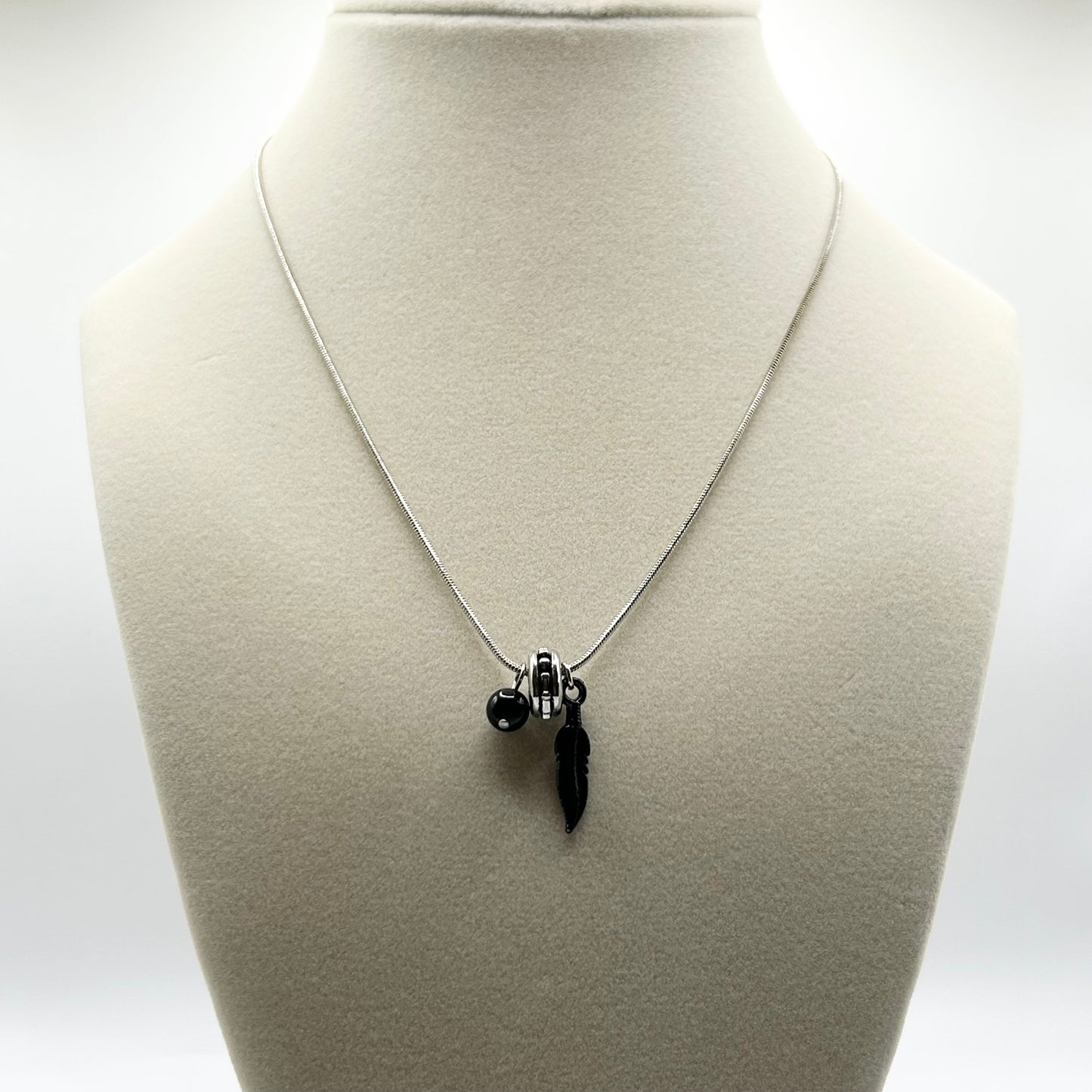 Black Feather Necklace – Handmade Jewelry