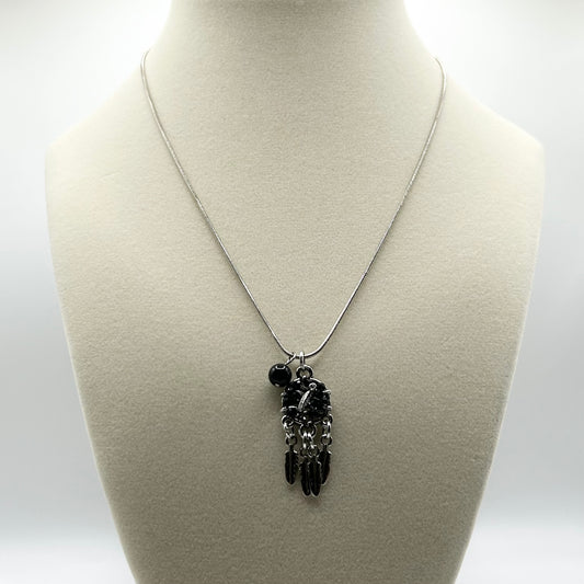 Black Feather Belt Necklace – Handmade Jewelry