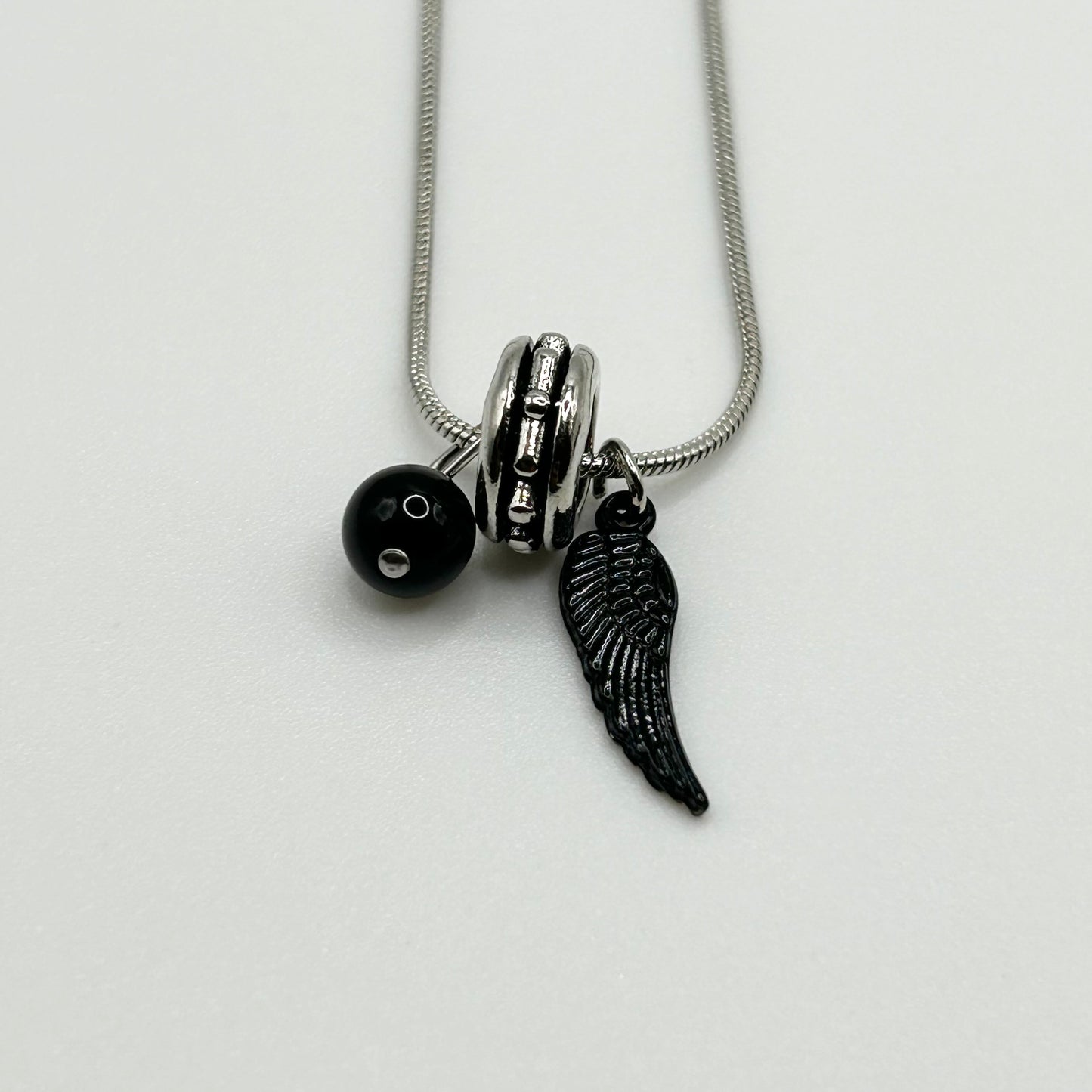 Black Angel Wing Necklace – Handmade Jewelry
