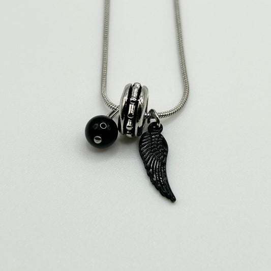 Black Angel Wing Necklace – Handmade Jewelry