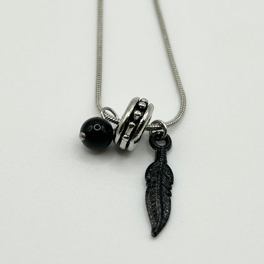 Black Feather Necklace – Handmade Jewelry