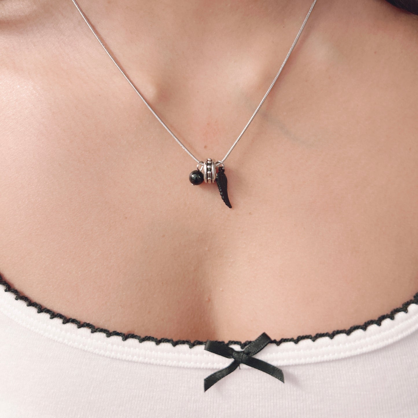 Black Angel Wing Necklace – Handmade Jewelry