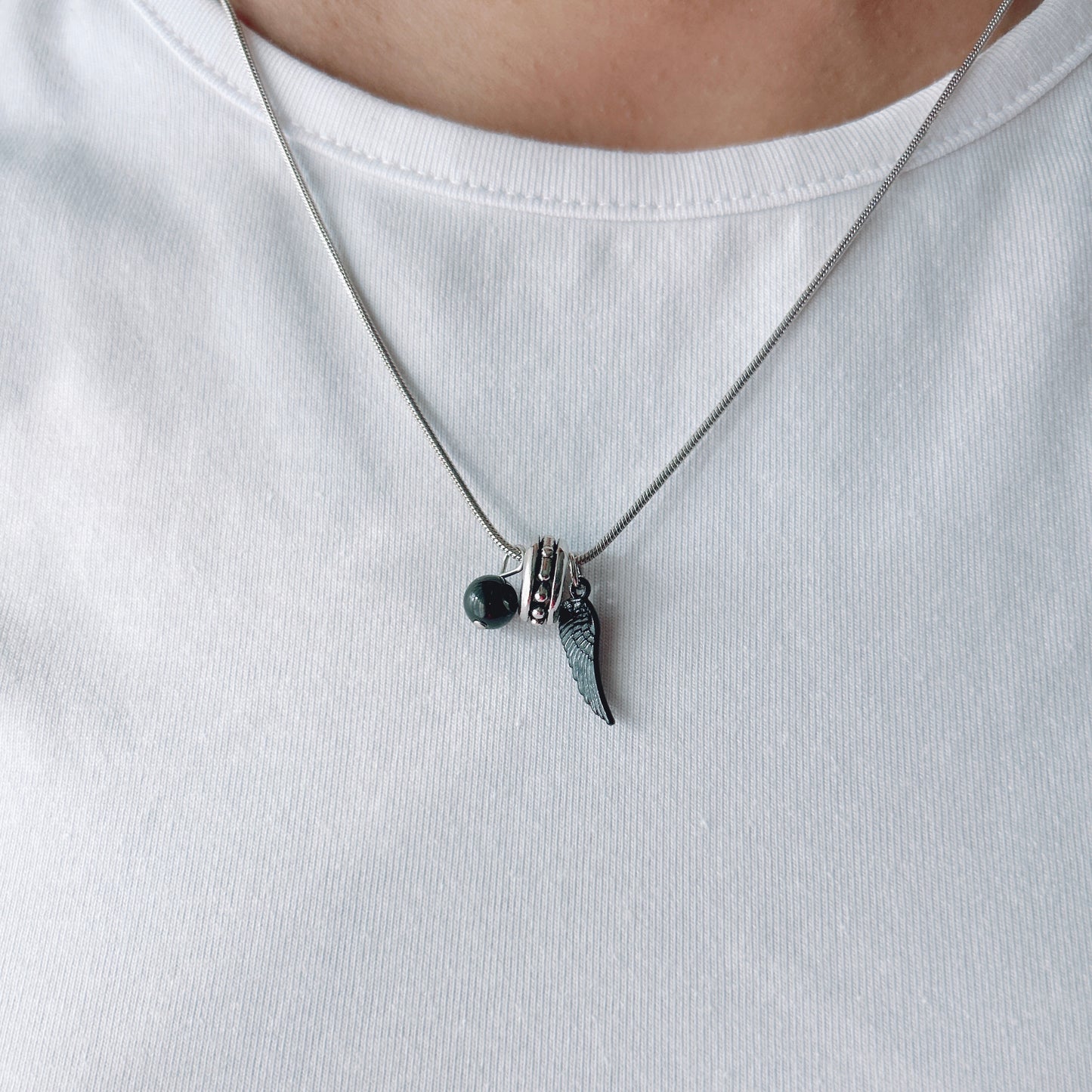 Black Angel Wing Necklace – Handmade Jewelry