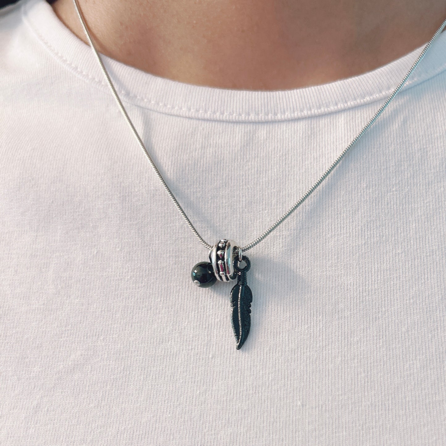 Black Feather Necklace – Handmade Jewelry